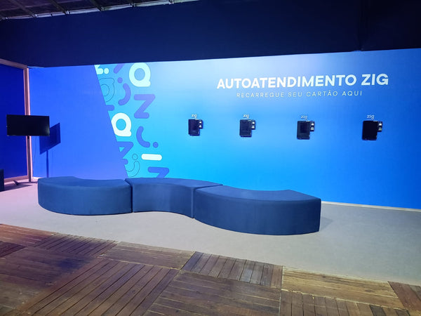 Banco Curvo Linho Azul Marinho