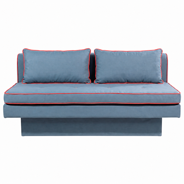 Banco Futon  Linho Azul Vivo Coral
